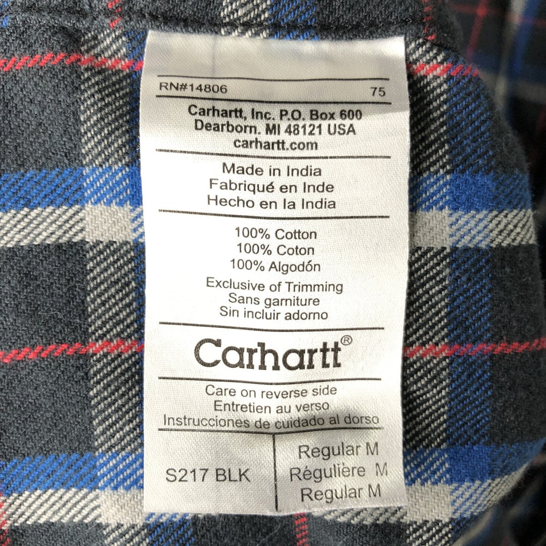 Carhartt Long Sleeve Flannel Check Shirt, Men's Size M cotton black type Vintage Second Hand