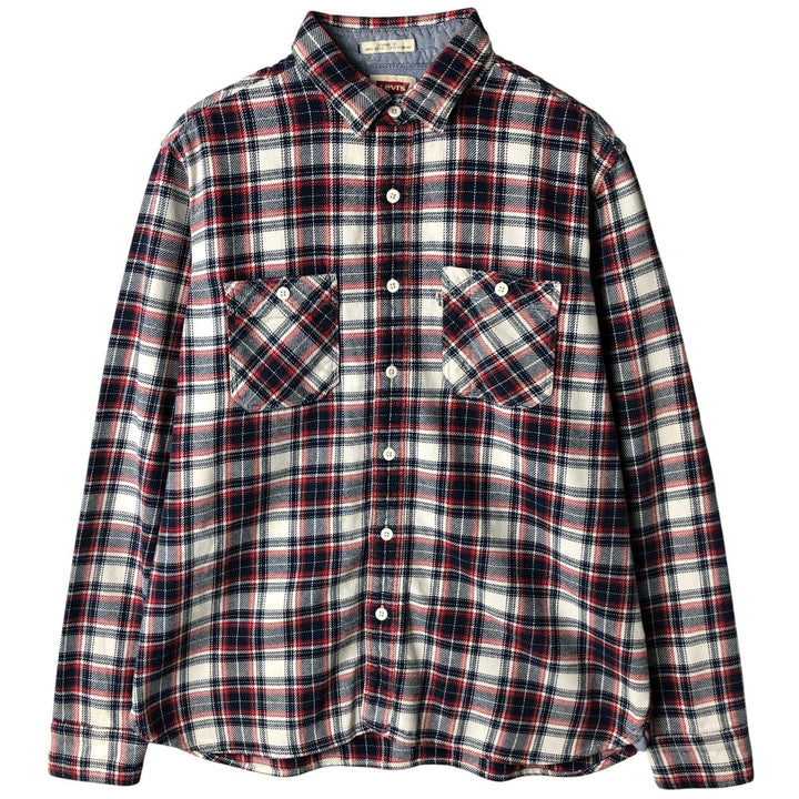 Levi's Standard Fit Long Sleeve Flannel Check Shirt, Men's Size L cotton red type Vintage Second Hand