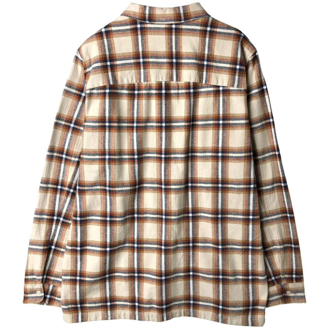 2000'S GAP Long Sleeve Flannel Check Box Shirt, Men's Size L cotton Beige type Vintage Second Hand