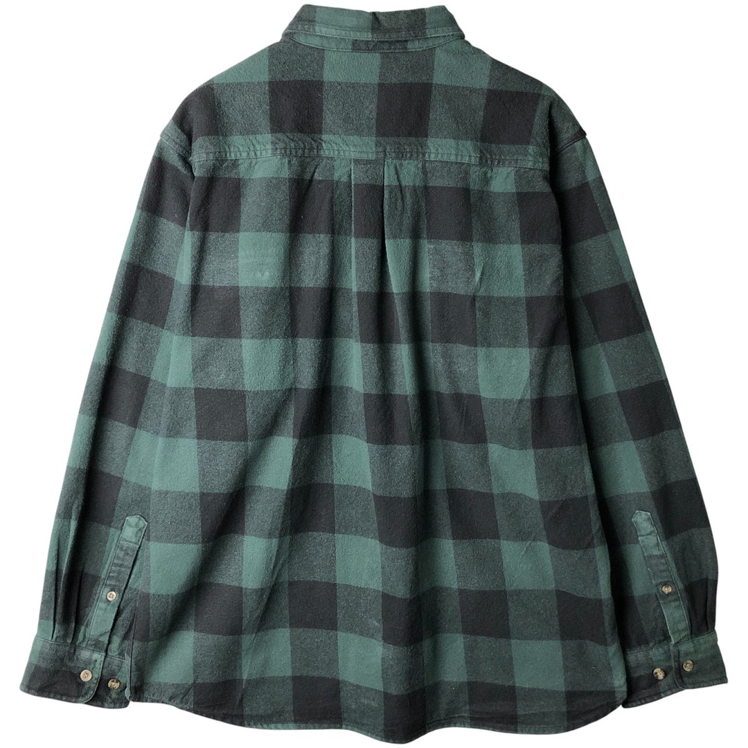 90'S Vintage FIELDN' FOREST Buffalo Check Long Sleeve Flannel Shirt, Men's Size XL cotton green type Vintage Second Hand