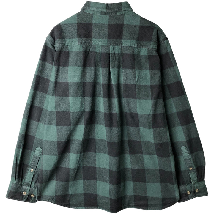 90'S Vintage FIELDN' FOREST Buffalo Check Long Sleeve Flannel Shirt, Men's Size XL cotton green type Vintage Second Hand