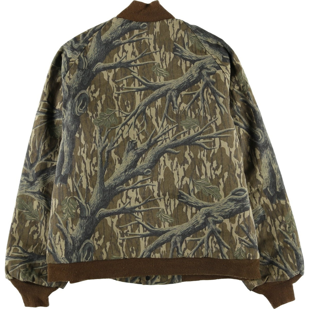 1980'S Mossy Oak Camouflage Pattern Realtree Camo Padded Puffer Jacket, Made in USA, Men's XL cotton Khaki type Vintage Second Hand