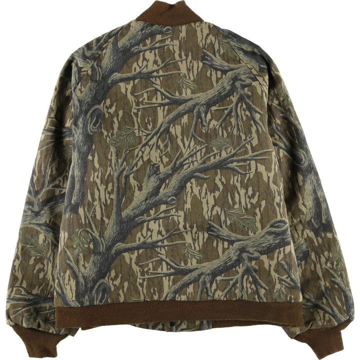1980'S Mossy Oak Camouflage Pattern Realtree Camo Padded Puffer Jacket, Made in USA, Men's XL cotton Khaki type Vintage Second Hand