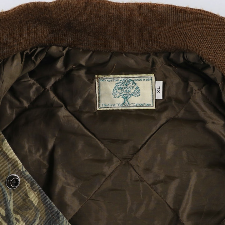1980'S Mossy Oak Camouflage Pattern Realtree Camo Padded Puffer Jacket, Made in USA, Men's XL cotton Khaki type Vintage Second Hand