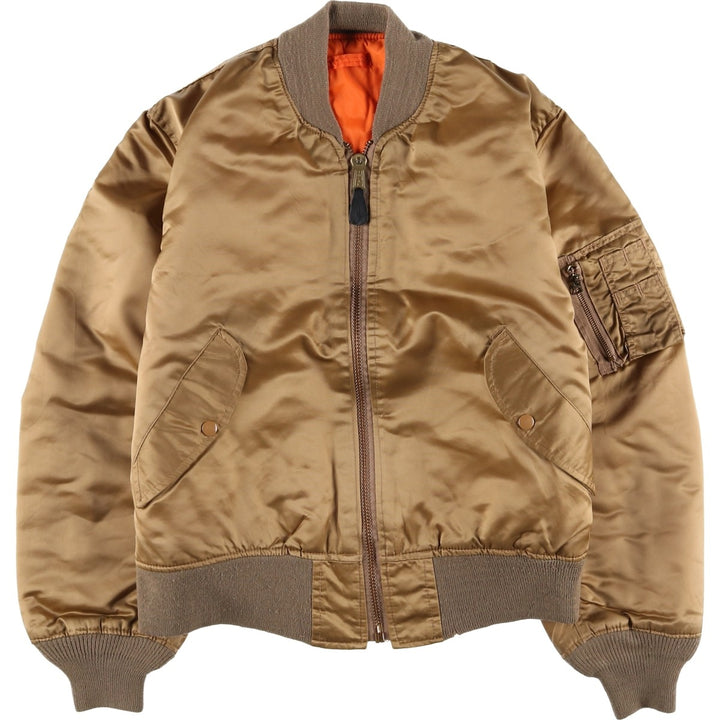 Civilian MA-1 style padded military flight jacket, made in the USA, men's size M Nylon Gold type Vintage Second Hand