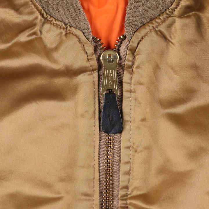 Civilian MA-1 style padded military flight jacket, made in the USA, men's size M Nylon Gold type Vintage Second Hand