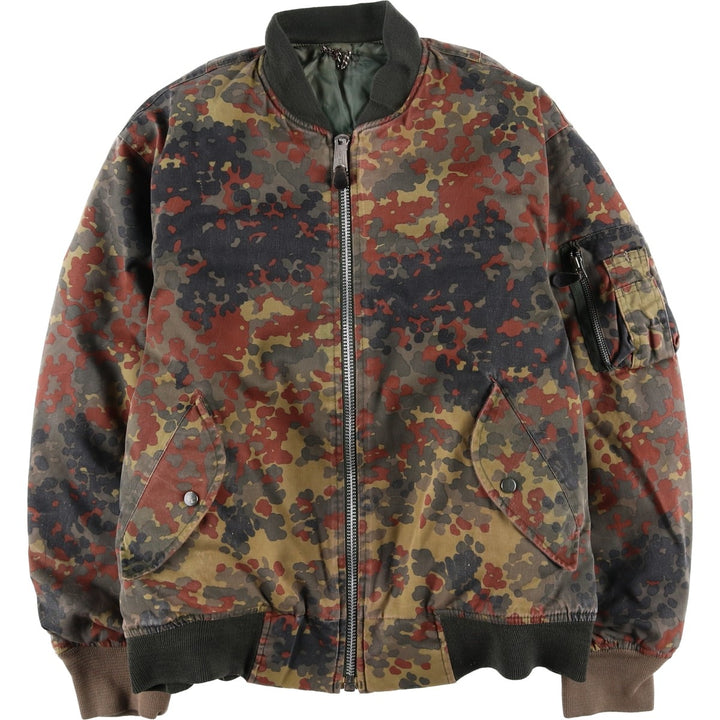 Civilian MA-1 Camouflage Pattern Padded Military Flight Jacket, Men's Size L polyester Khaki type Vintage Second Hand