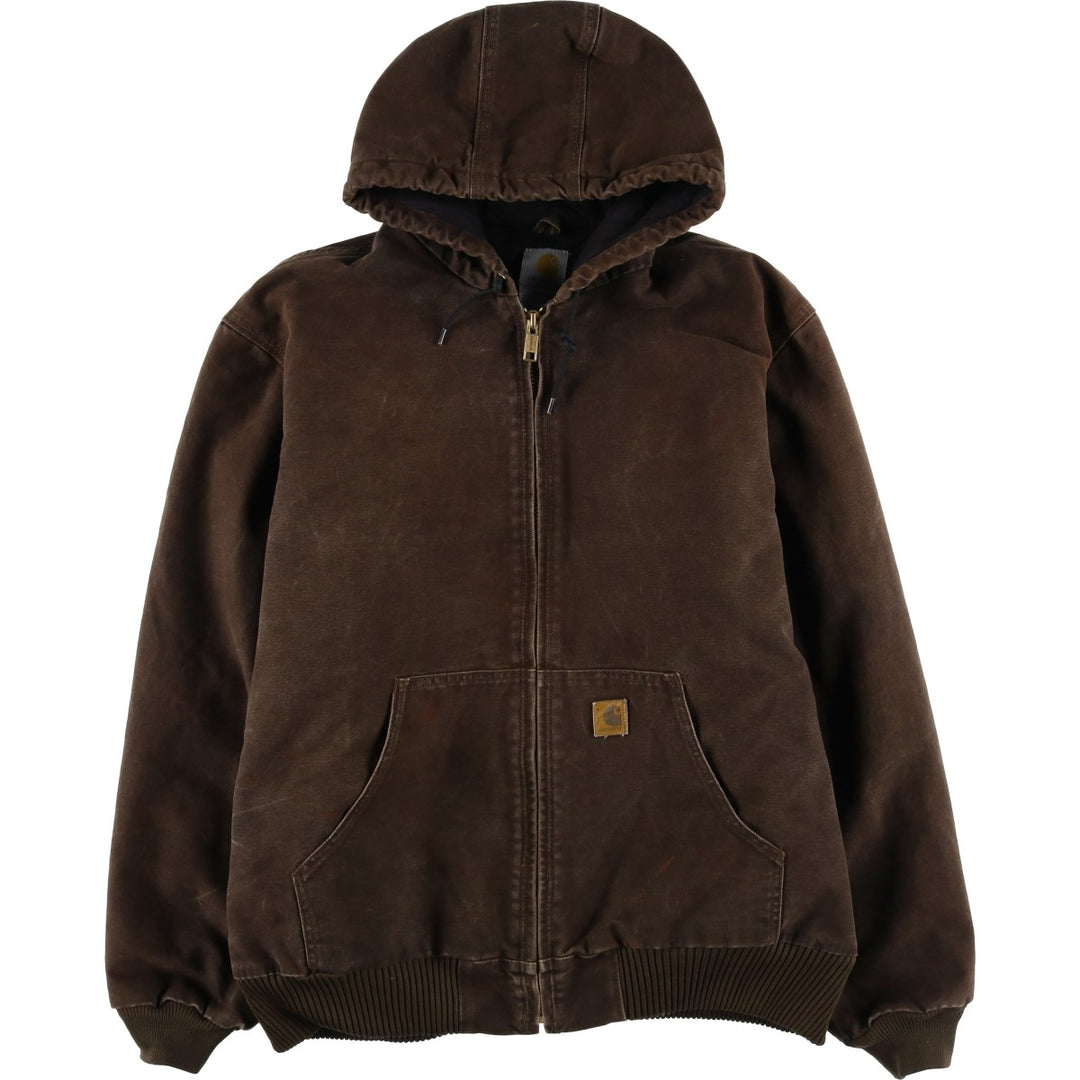 2000'S Carhartt Active Jacket, Padded Duck Full Zip Hoodie, Men's Size XL cotton brown type Vintage Second Hand