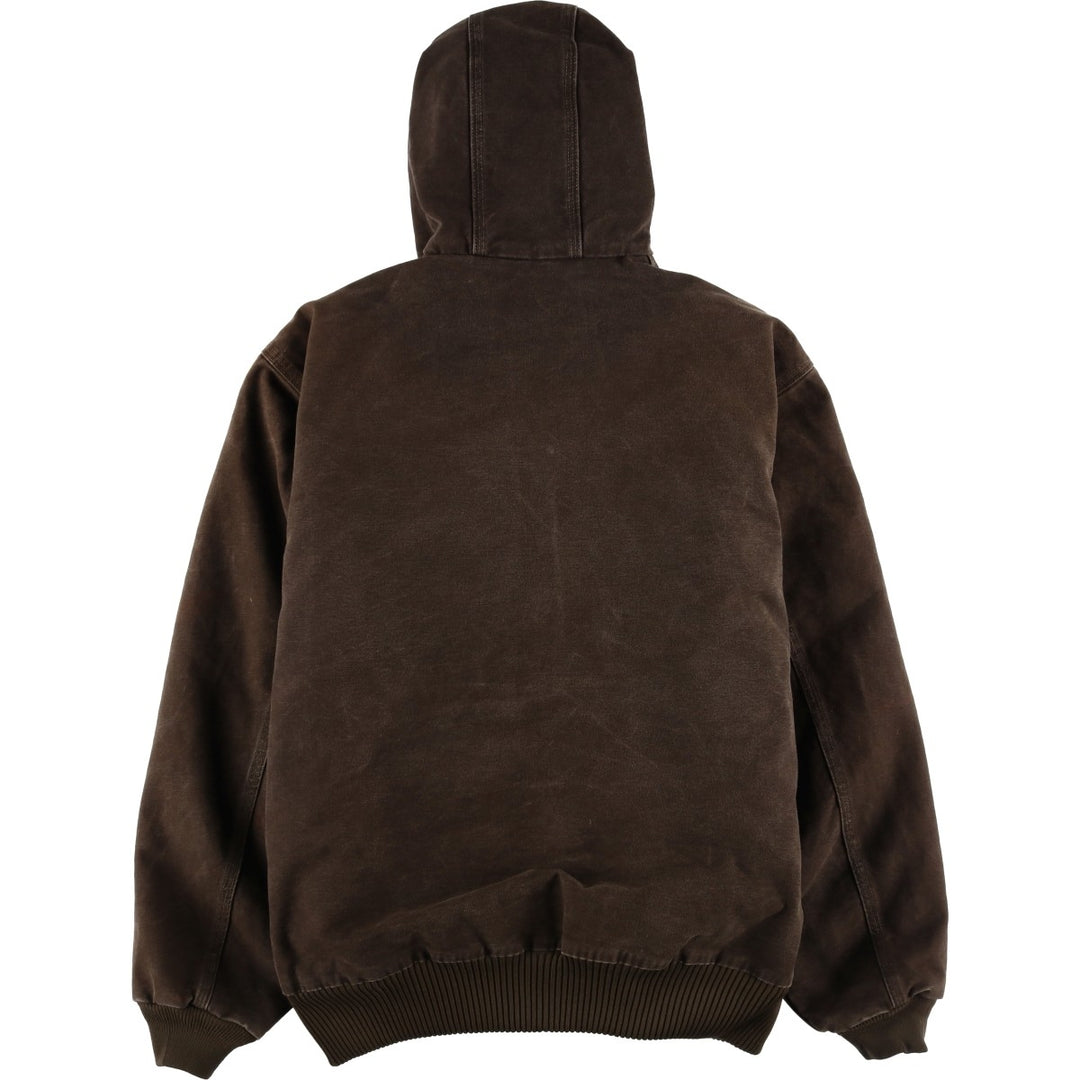 2000'S Carhartt Active Jacket, Padded Duck Full Zip Hoodie, Men's Size XL cotton brown type Vintage Second Hand