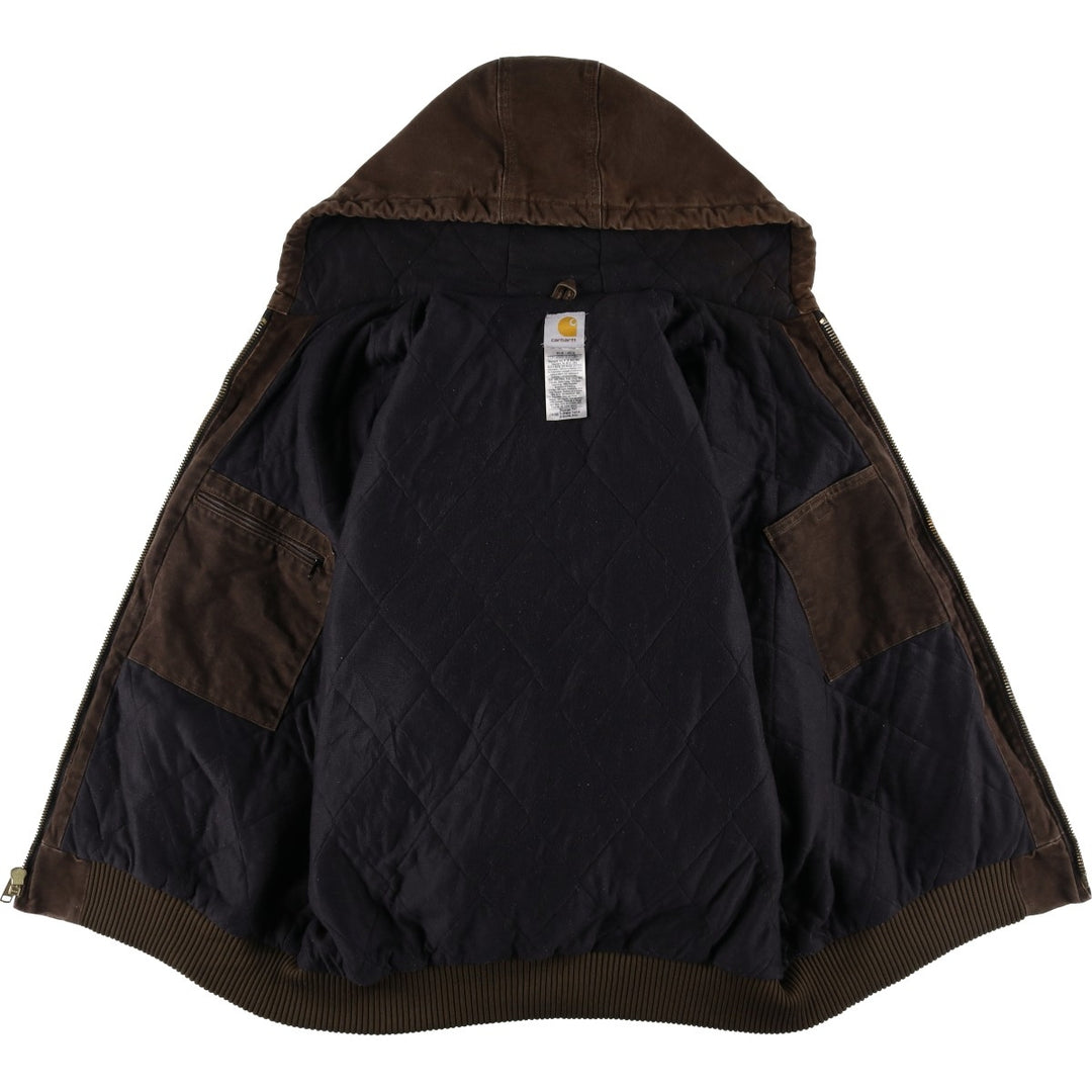 2000'S Carhartt Active Jacket, Padded Duck Full Zip Hoodie, Men's Size XL cotton brown type Vintage Second Hand