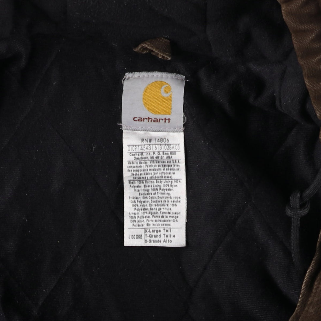 2000'S Carhartt Active Jacket, Padded Duck Full Zip Hoodie, Men's Size XL cotton brown type Vintage Second Hand