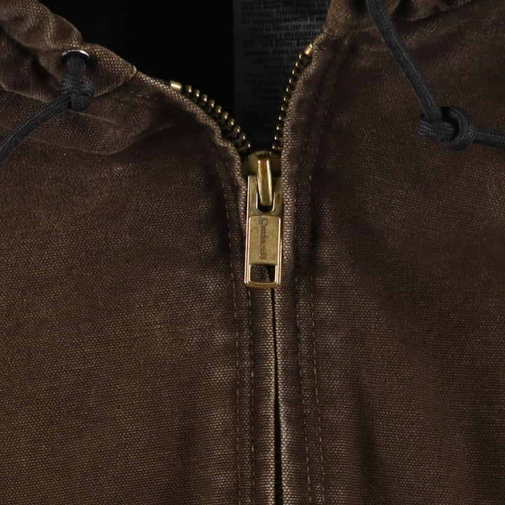 2000'S Carhartt Active Jacket, Padded Duck Full Zip Hoodie, Men's Size XL cotton brown type Vintage Second Hand