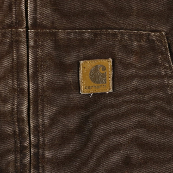 2000'S Carhartt Active Jacket, Padded Duck Full Zip Hoodie, Men's Size XL cotton brown type Vintage Second Hand