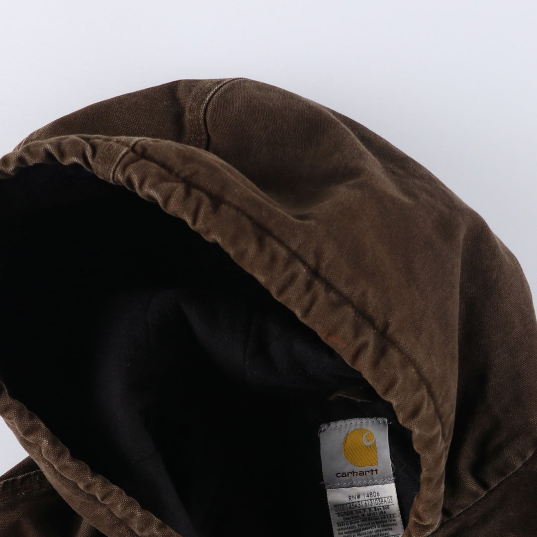 2000'S Carhartt Active Jacket, Padded Duck Full Zip Hoodie, Men's Size XL cotton brown type Vintage Second Hand