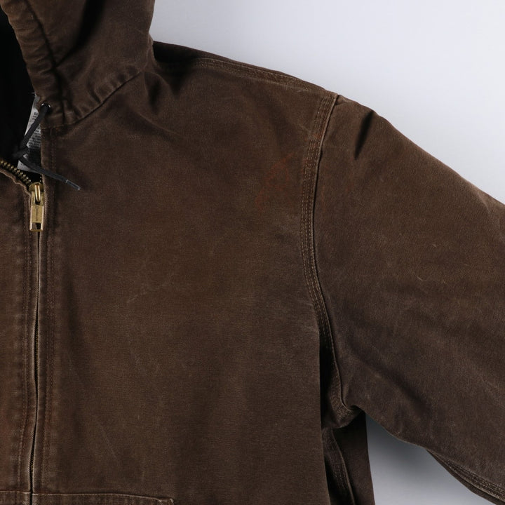 2000'S Carhartt Active Jacket, Padded Duck Full Zip Hoodie, Men's Size XL cotton brown type Vintage Second Hand