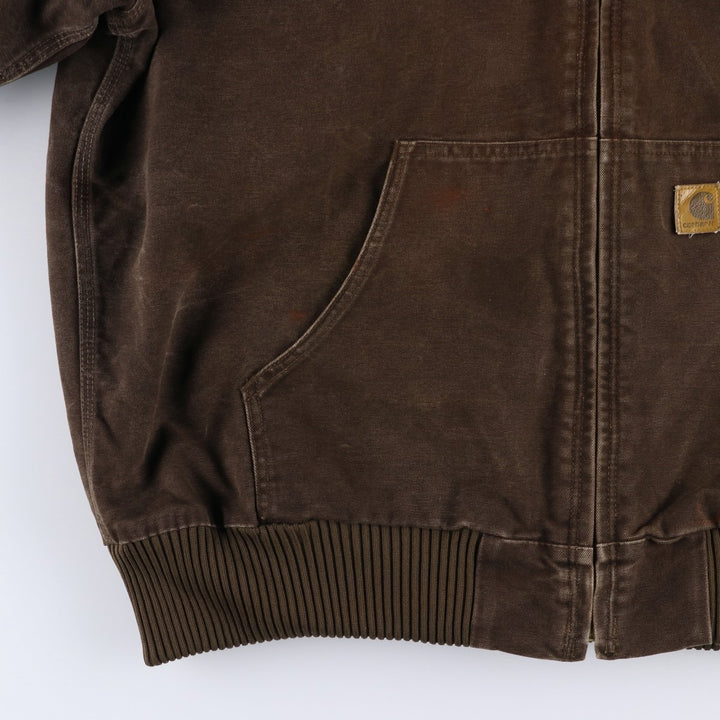 2000'S Carhartt Active Jacket, Padded Duck Full Zip Hoodie, Men's Size XL cotton brown type Vintage Second Hand
