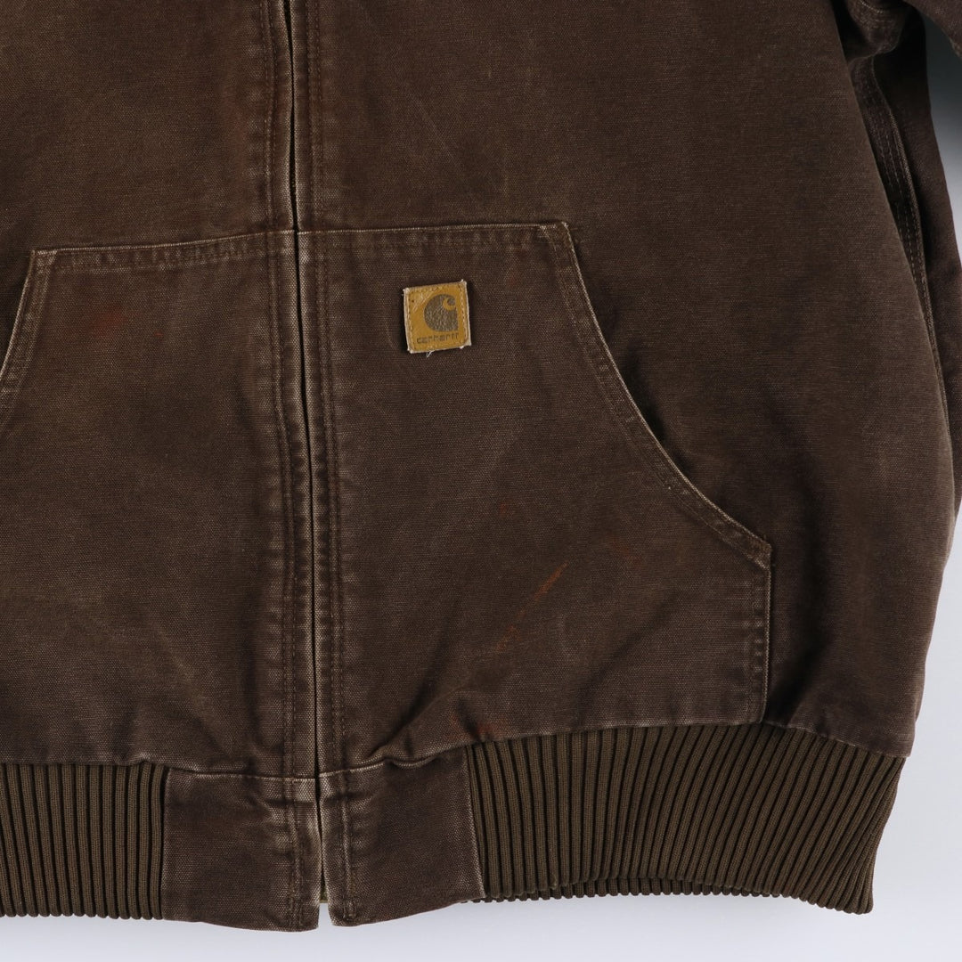 2000'S Carhartt Active Jacket, Padded Duck Full Zip Hoodie, Men's Size XL cotton brown type Vintage Second Hand