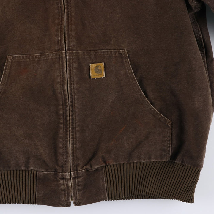 2000'S Carhartt Active Jacket, Padded Duck Full Zip Hoodie, Men's Size XL cotton brown type Vintage Second Hand