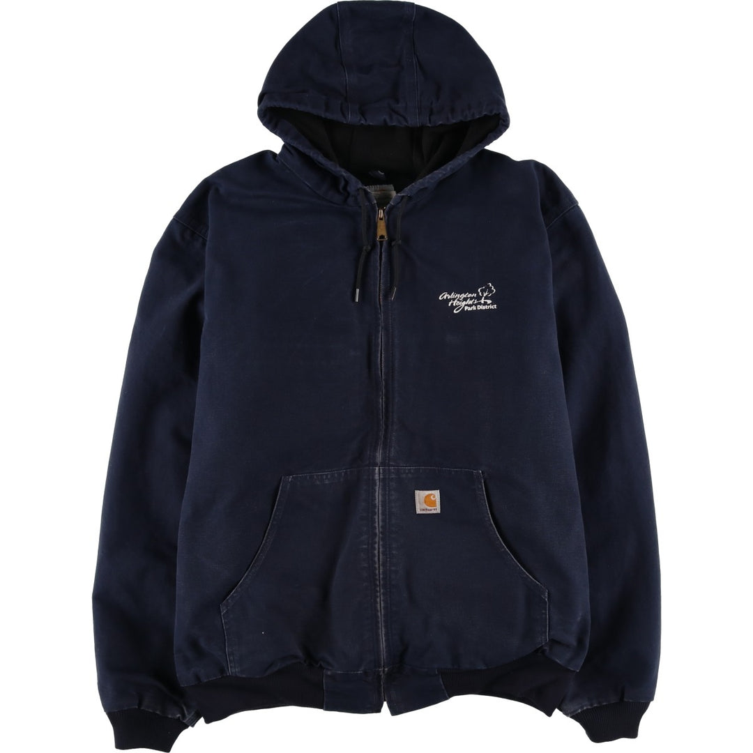 Carhartt Active Jacket Duck Full Zip Hoodie Men's XL cotton navy blue type Vintage Second Hand