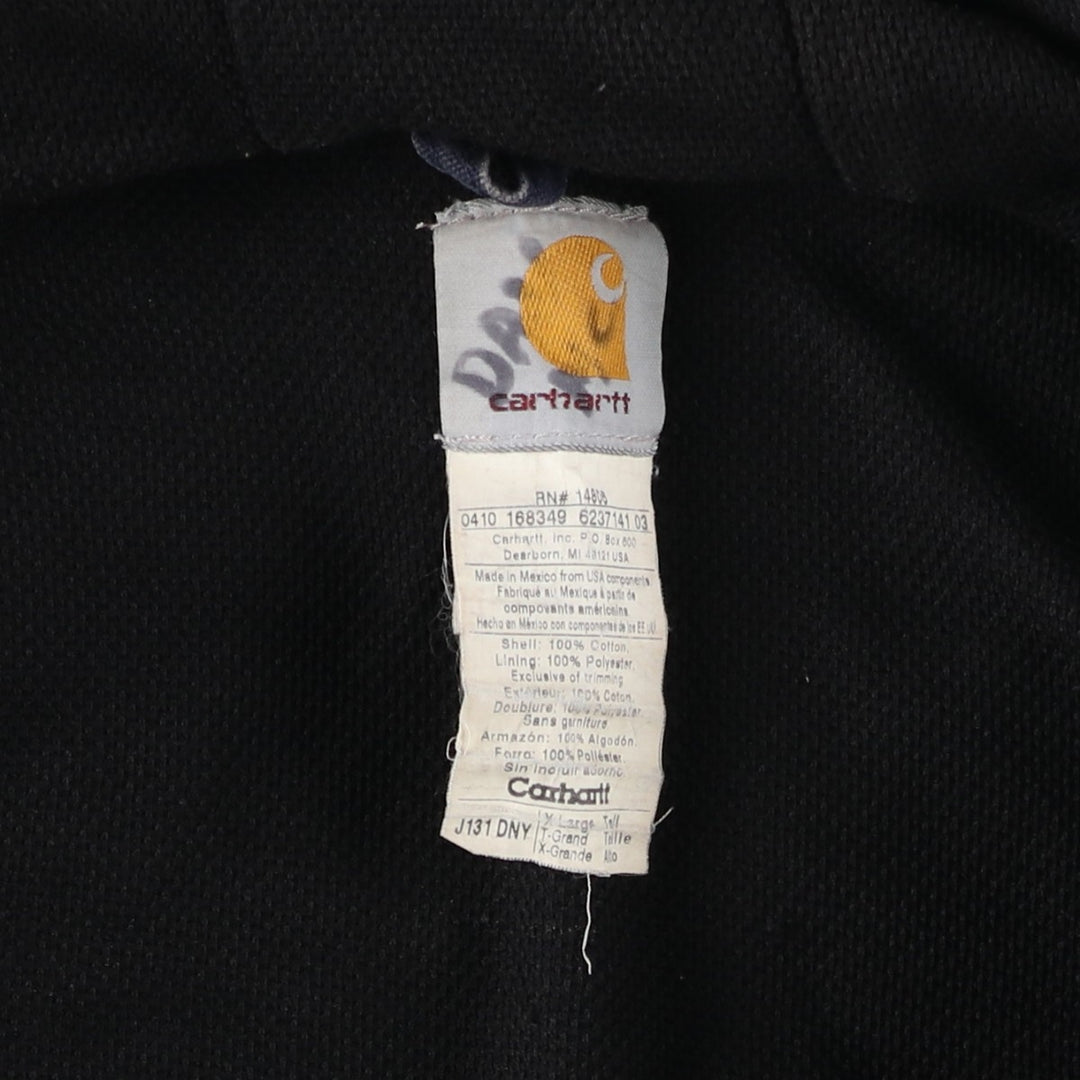 Carhartt Active Jacket Duck Full Zip Hoodie Men's XL cotton navy blue type Vintage Second Hand