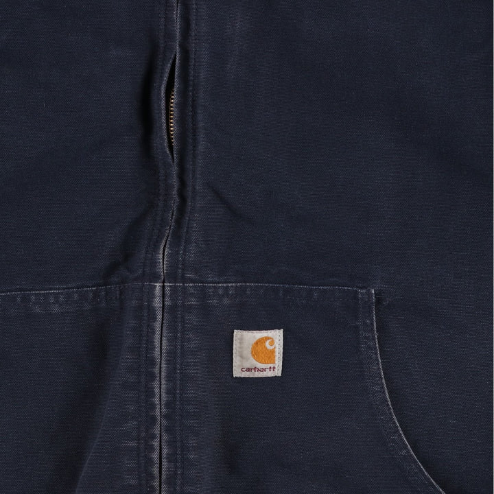 Carhartt Active Jacket Duck Full Zip Hoodie Men's XL cotton navy blue type Vintage Second Hand