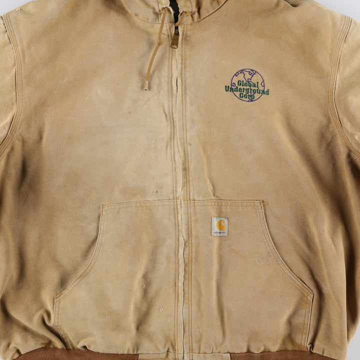 Carhartt Active Jacket Duck Full Zip Hoodie Men's XXL unclear Beige type Vintage Second Hand