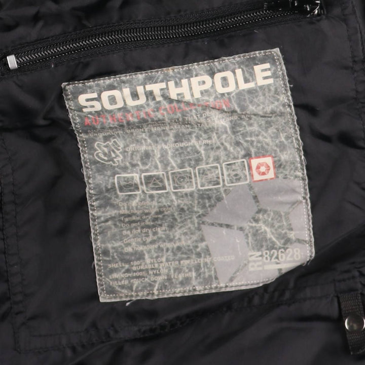 South Pole Down Jacket, Men's Size L Polyurethane Coated Nylon black type Vintage Second Hand