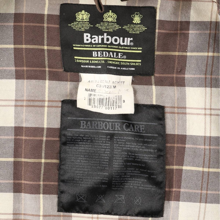 Vintage 80s-90'S Barbour Bedale 3-Warrant waxed cotton oiled jacket, made in England, size M. cotton brown type Vintage Second Hand