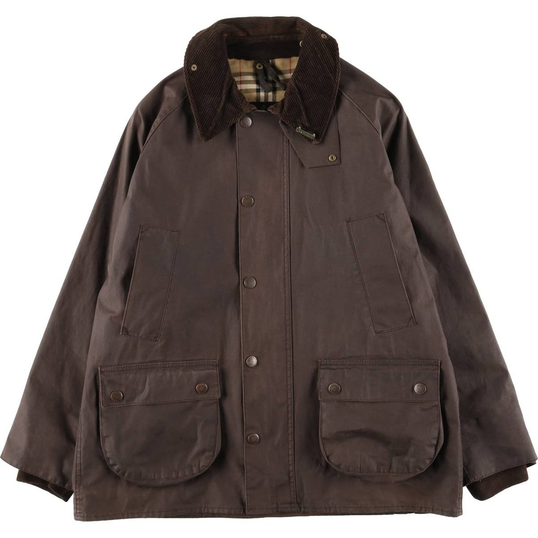 Vintage 80s-90'S Barbour Bedale 3-Warrant waxed cotton oiled jacket, made in England, men's size L cotton brown type Vintage Second Hand