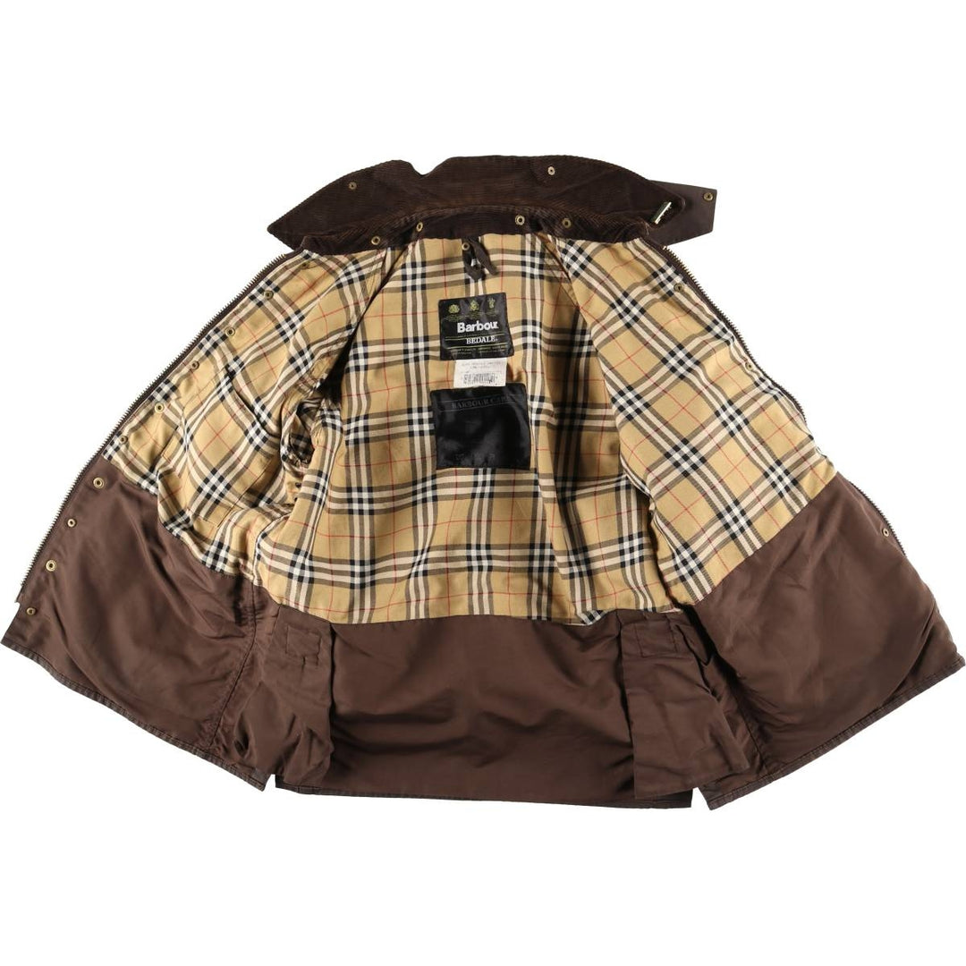 Vintage 80s-90'S Barbour Bedale 3-Warrant waxed cotton oiled jacket, made in England, men's size L cotton brown type Vintage Second Hand