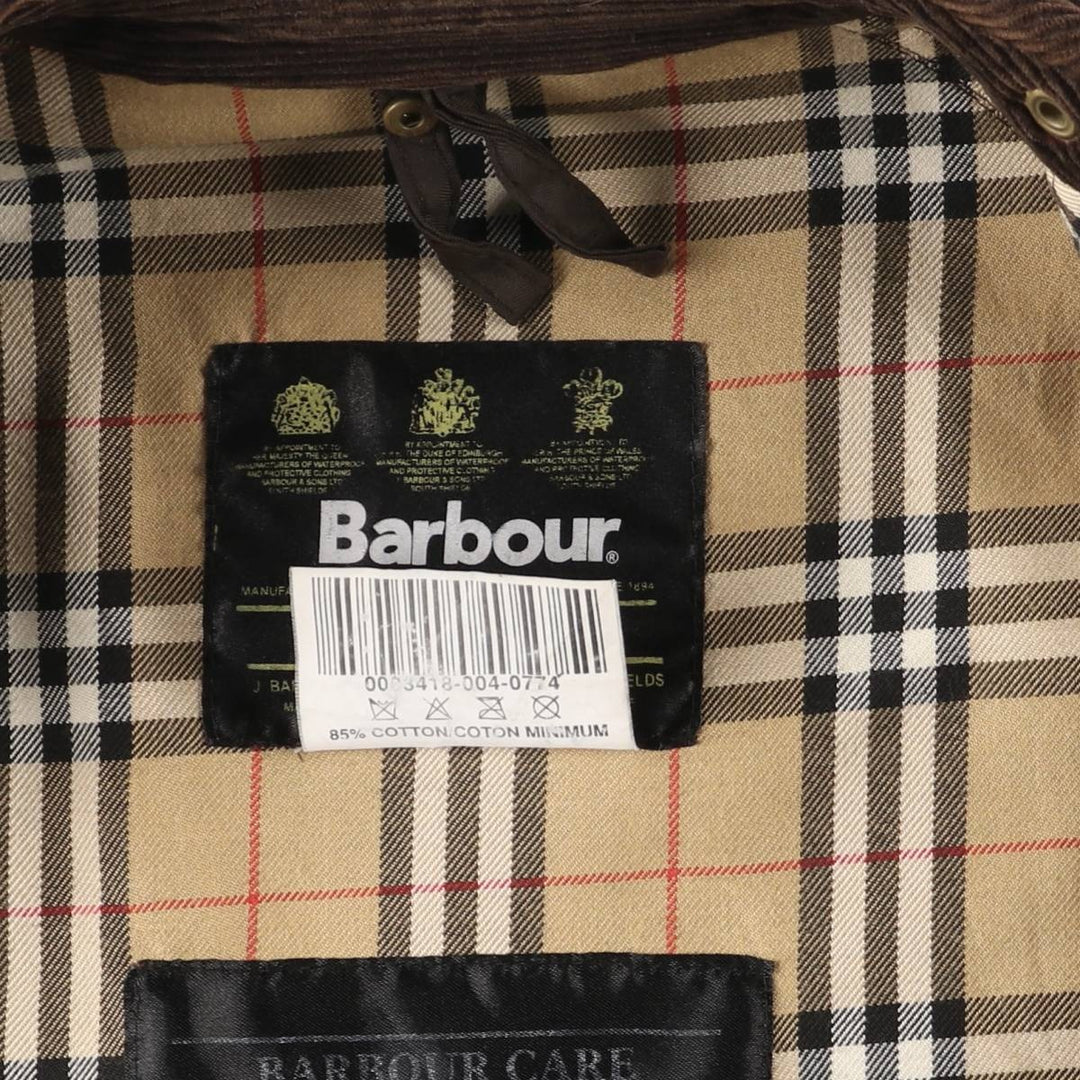 Vintage 80s-90'S Barbour Bedale 3-Warrant waxed cotton oiled jacket, made in England, men's size L cotton brown type Vintage Second Hand