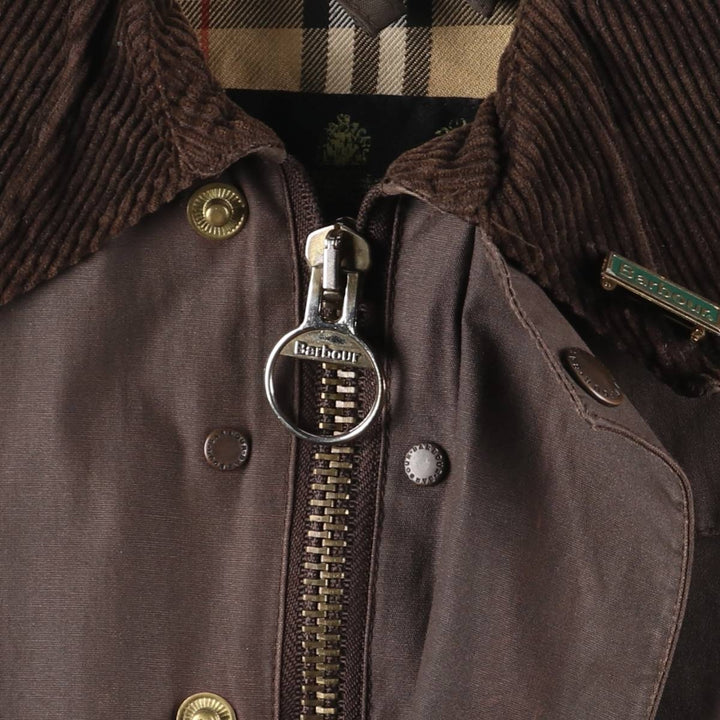 Vintage 80s-90'S Barbour Bedale 3-Warrant waxed cotton oiled jacket, made in England, men's size L cotton brown type Vintage Second Hand