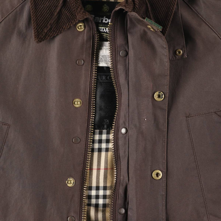 Vintage 80s-90'S Barbour Bedale 3-Warrant waxed cotton oiled jacket, made in England, men's size L cotton brown type Vintage Second Hand