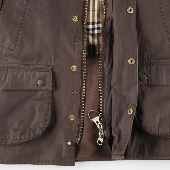 Vintage 80s-90'S Barbour Bedale 3-Warrant waxed cotton oiled jacket, made in England, men's size L cotton brown type Vintage Second Hand