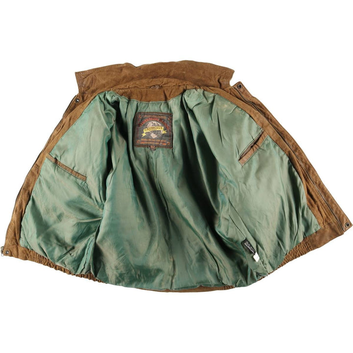ADVENTURE BOUND Suede Leather Jacket, Men's Size L Genuine Leather Suede Leather brown type Vintage Second Hand