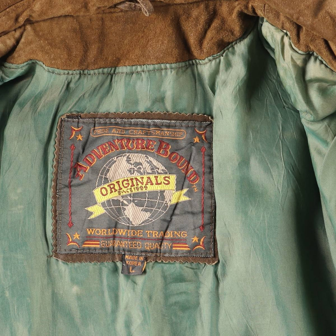 ADVENTURE BOUND Suede Leather Jacket, Men's Size L Genuine Leather Suede Leather brown type Vintage Second Hand