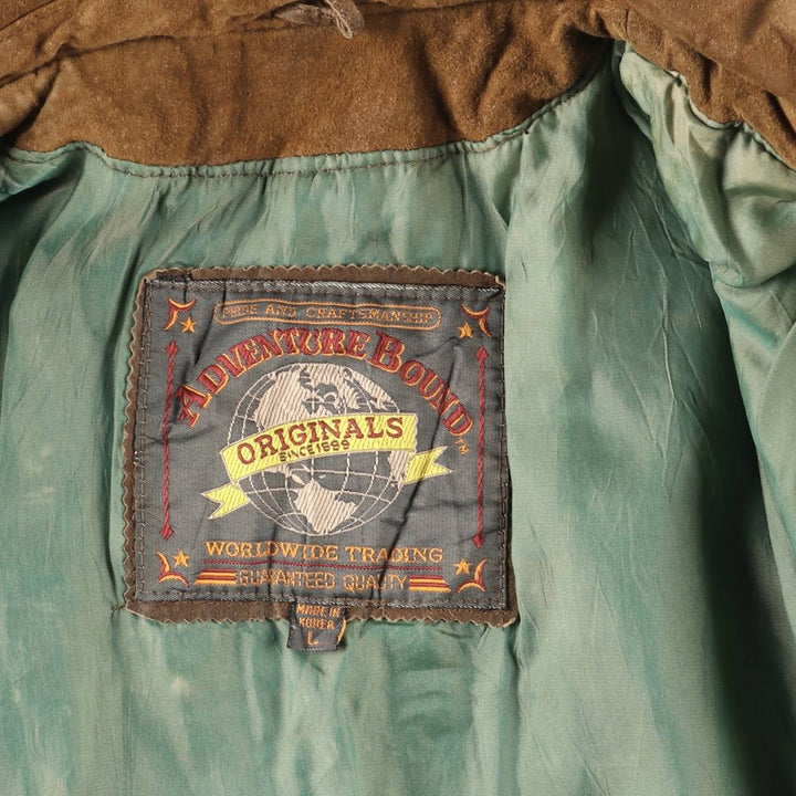 ADVENTURE BOUND Suede Leather Jacket, Men's Size L Genuine Leather Suede Leather brown type Vintage Second Hand