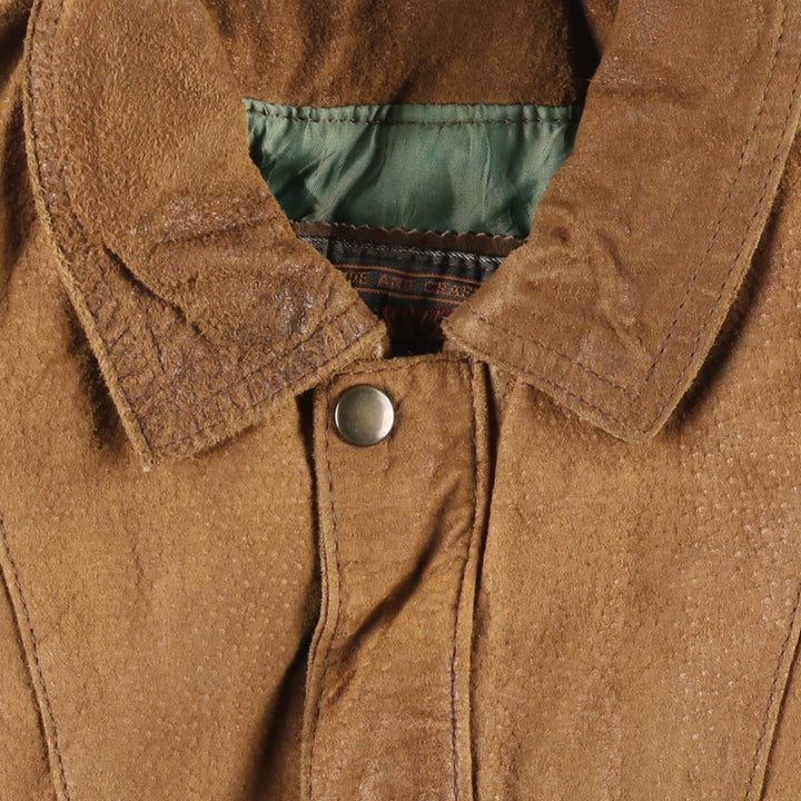 ADVENTURE BOUND Suede Leather Jacket, Men's Size L Genuine Leather Suede Leather brown type Vintage Second Hand