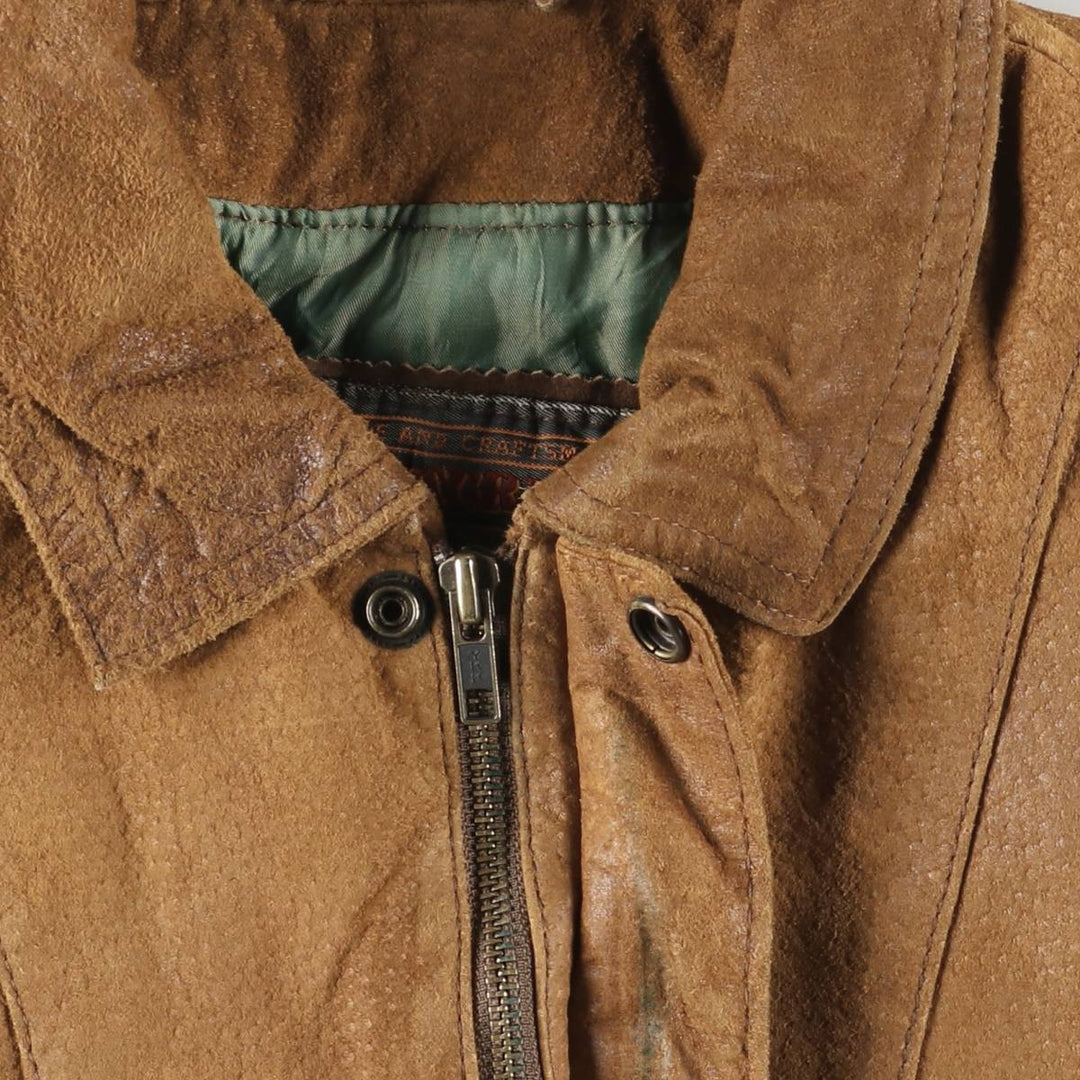 ADVENTURE BOUND Suede Leather Jacket, Men's Size L Genuine Leather Suede Leather brown type Vintage Second Hand