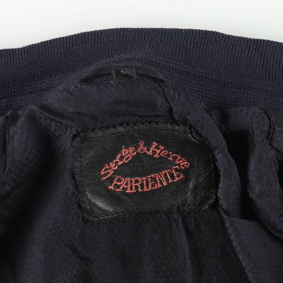 Serge and Herve PARIENTE Balster Jacket, Suede Leather Blouson, Men's XL Genuine Leather Suede Leather navy blue type Vintage Second Hand