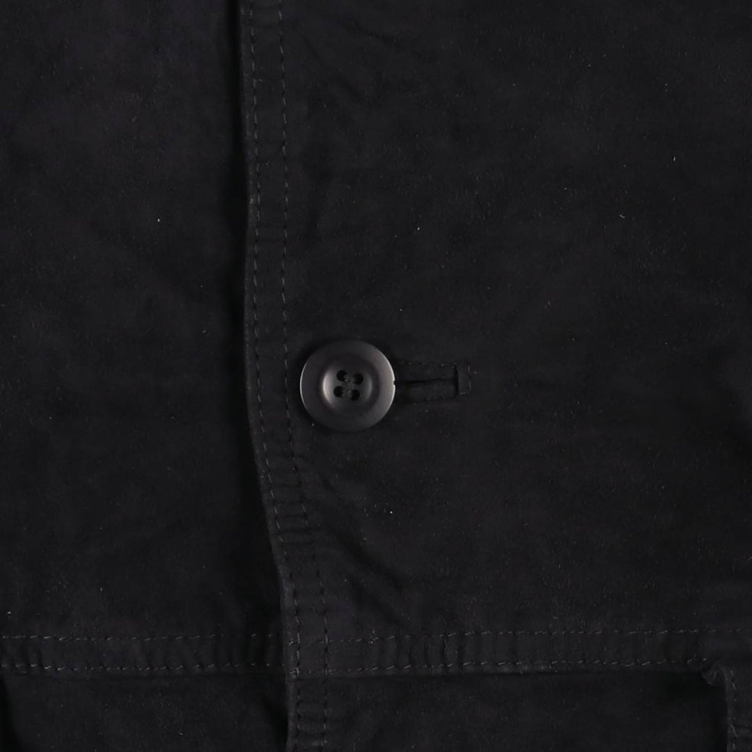 Serge and Herve PARIENTE Balster Jacket, Suede Leather Blouson, Men's XL Genuine Leather Suede Leather navy blue type Vintage Second Hand