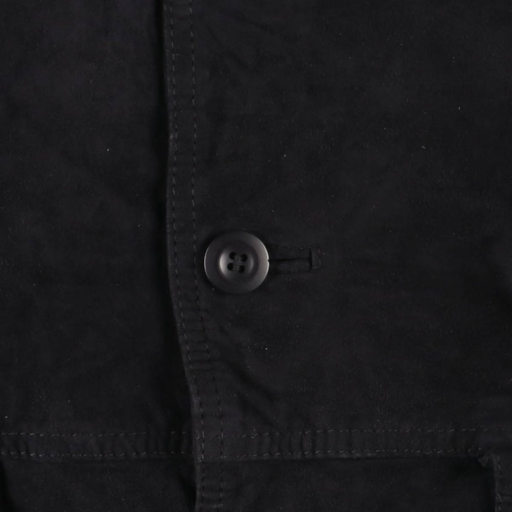 Serge and Herve PARIENTE Balster Jacket, Suede Leather Blouson, Men's XL Genuine Leather Suede Leather navy blue type Vintage Second Hand