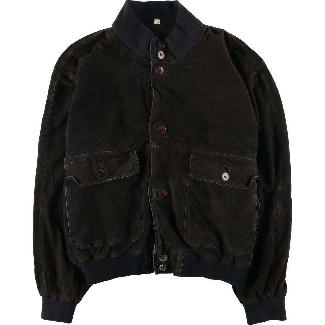 Balster Jacket, Suede Leather Blouson, Men's Size L genuine leather black type Vintage Second Hand