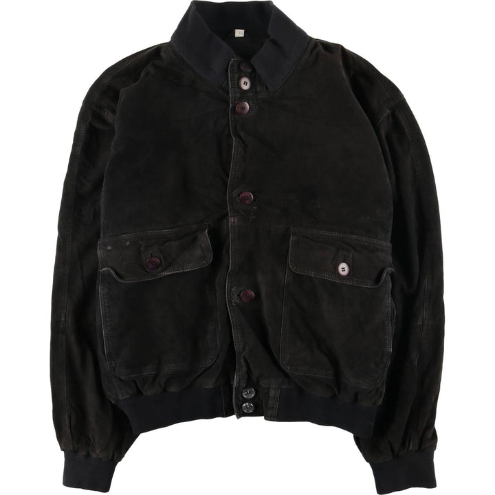 Balster Jacket, Suede Leather Blouson, Men's Size L genuine leather black type Vintage Second Hand