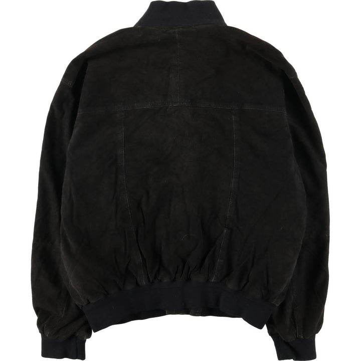 Balster Jacket, Suede Leather Blouson, Men's Size L genuine leather black type Vintage Second Hand