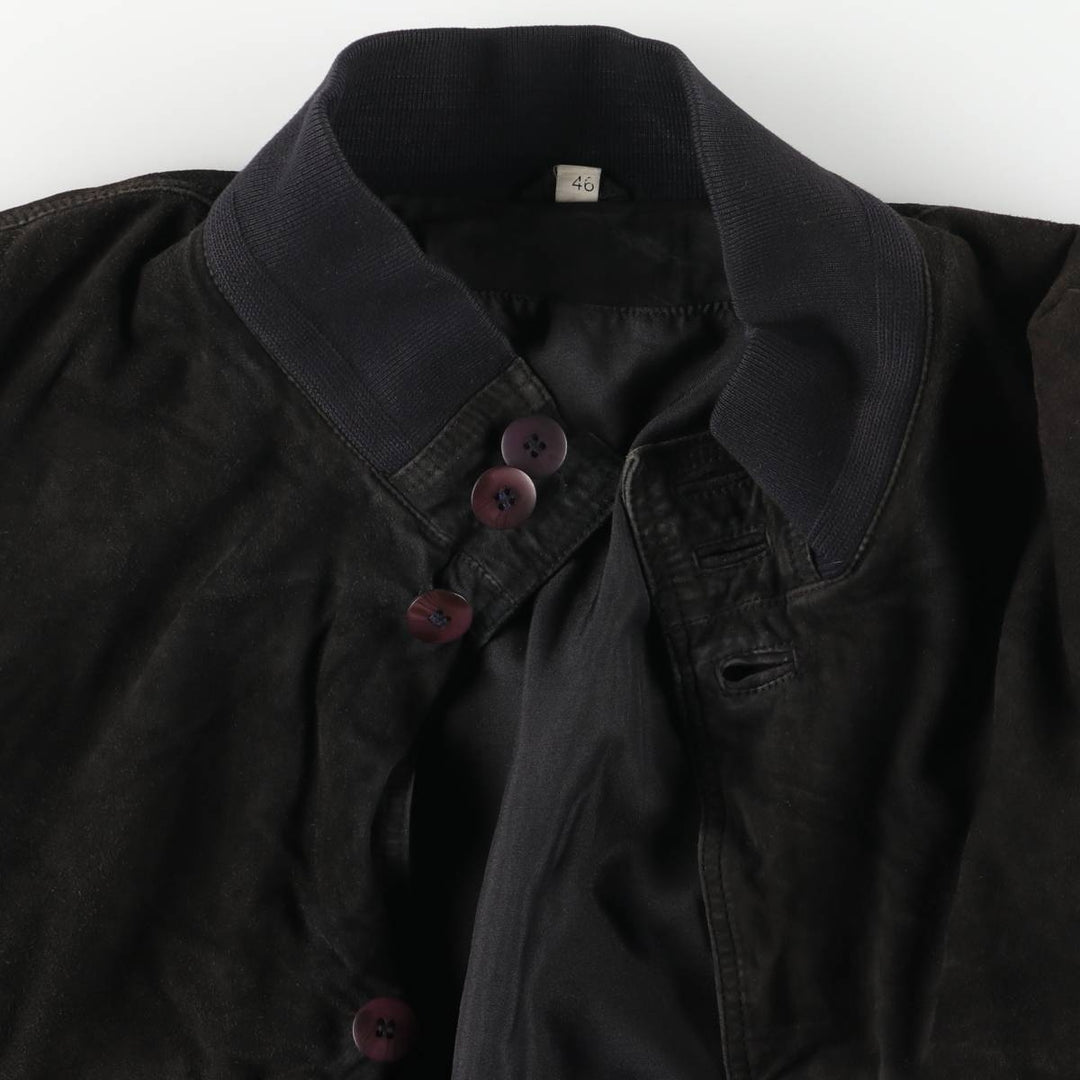 Balster Jacket, Suede Leather Blouson, Men's Size L genuine leather black type Vintage Second Hand