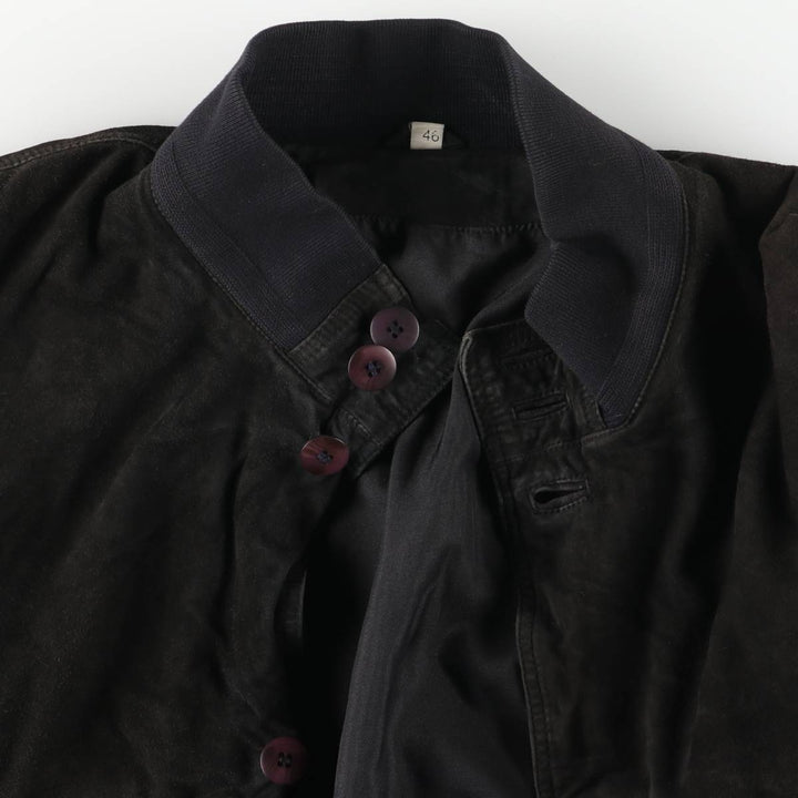 Balster Jacket, Suede Leather Blouson, Men's Size L genuine leather black type Vintage Second Hand