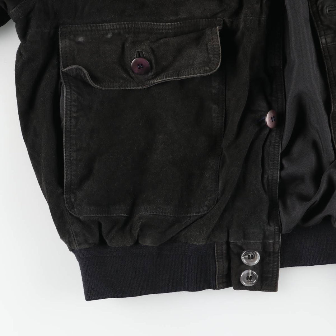 Balster Jacket, Suede Leather Blouson, Men's Size L genuine leather black type Vintage Second Hand