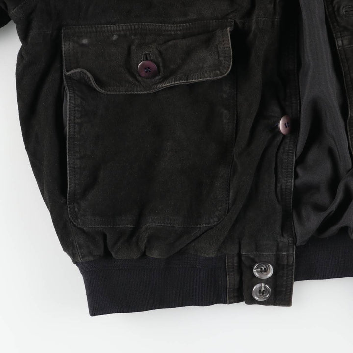 Balster Jacket, Suede Leather Blouson, Men's Size L genuine leather black type Vintage Second Hand