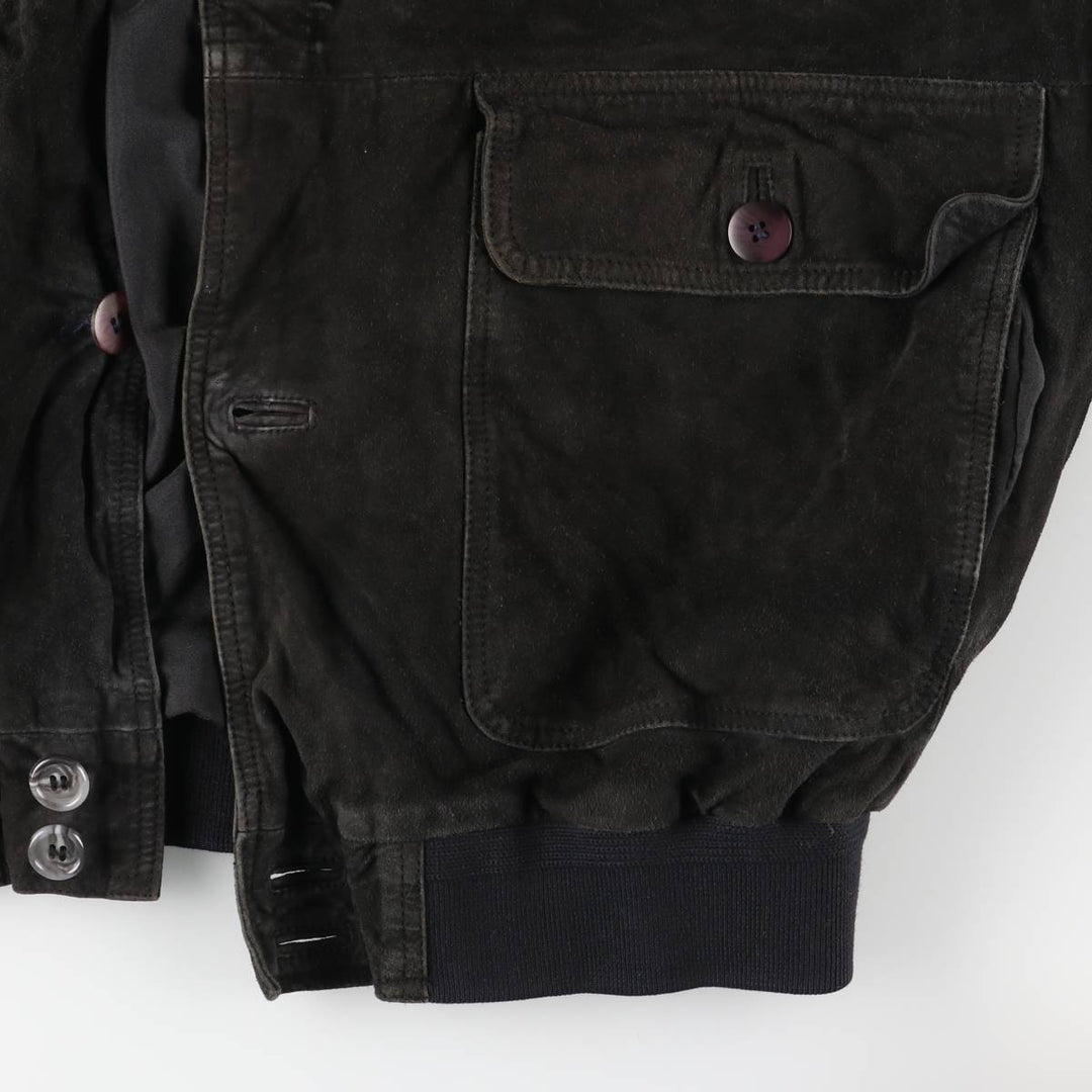 Balster Jacket, Suede Leather Blouson, Men's Size L genuine leather black type Vintage Second Hand